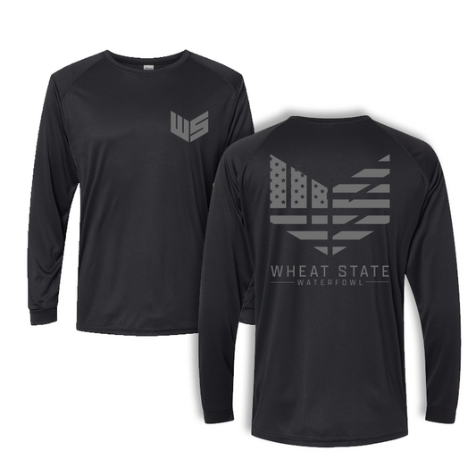 WS American Flag Logo Long Sleeve - Black